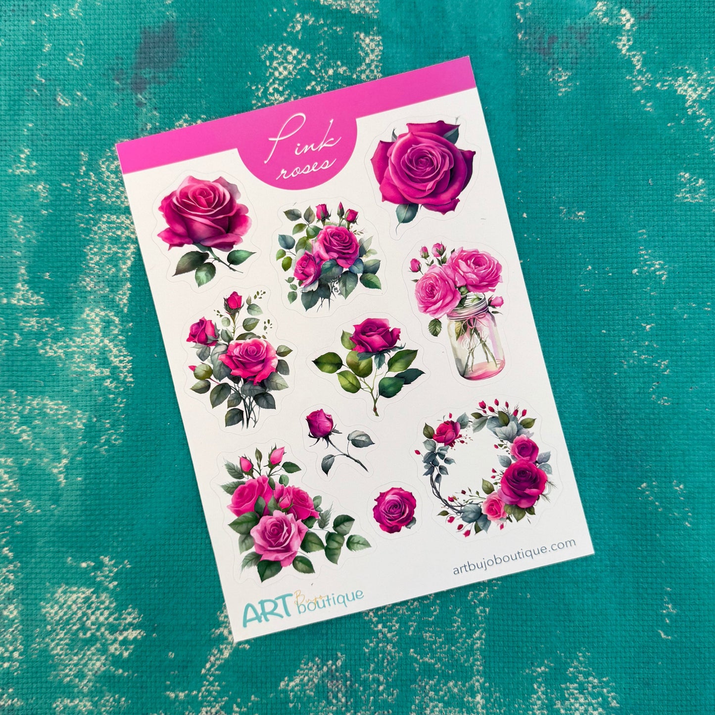 Pink Roses Sticker Sheet