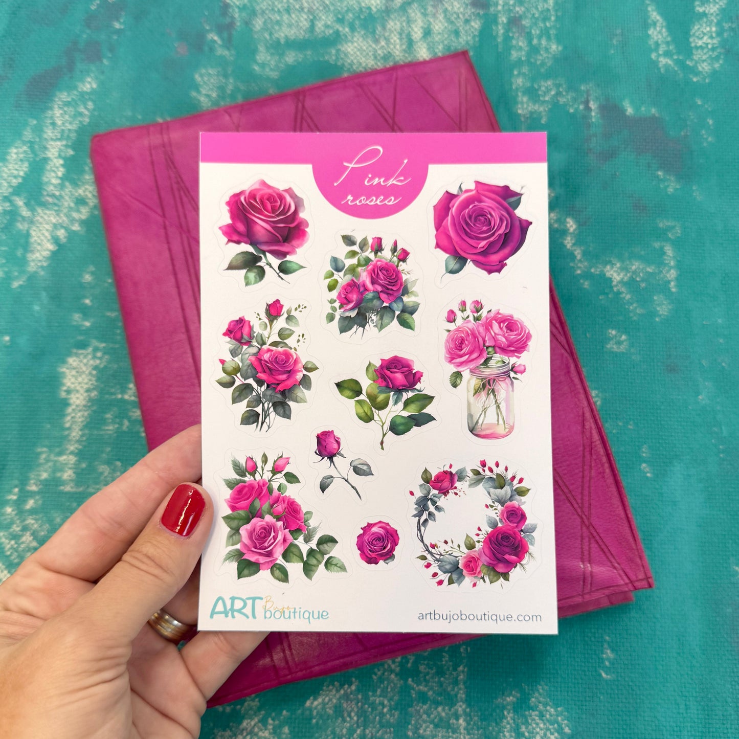 Pink Roses Sticker Sheet