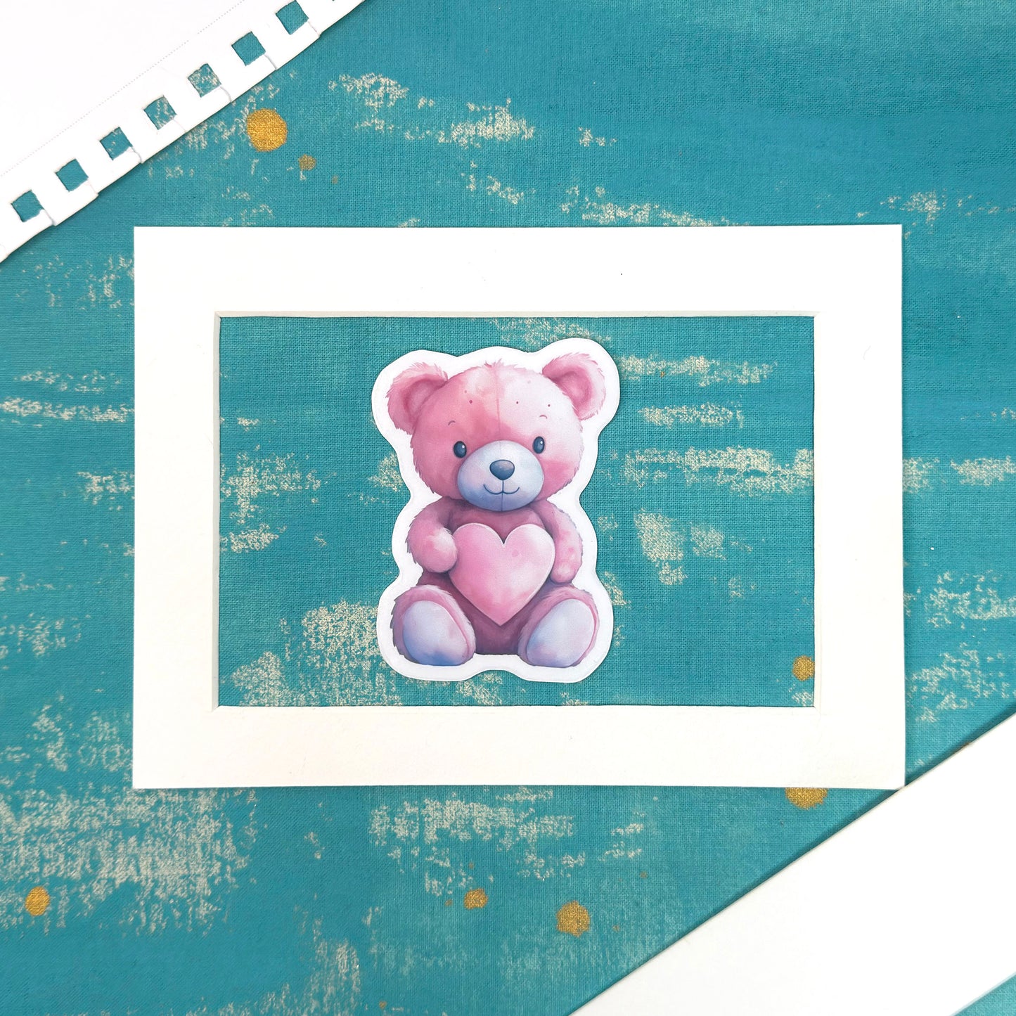Pink Teddy Bear Vinyl Sticker Romantic Valentine's Day Design