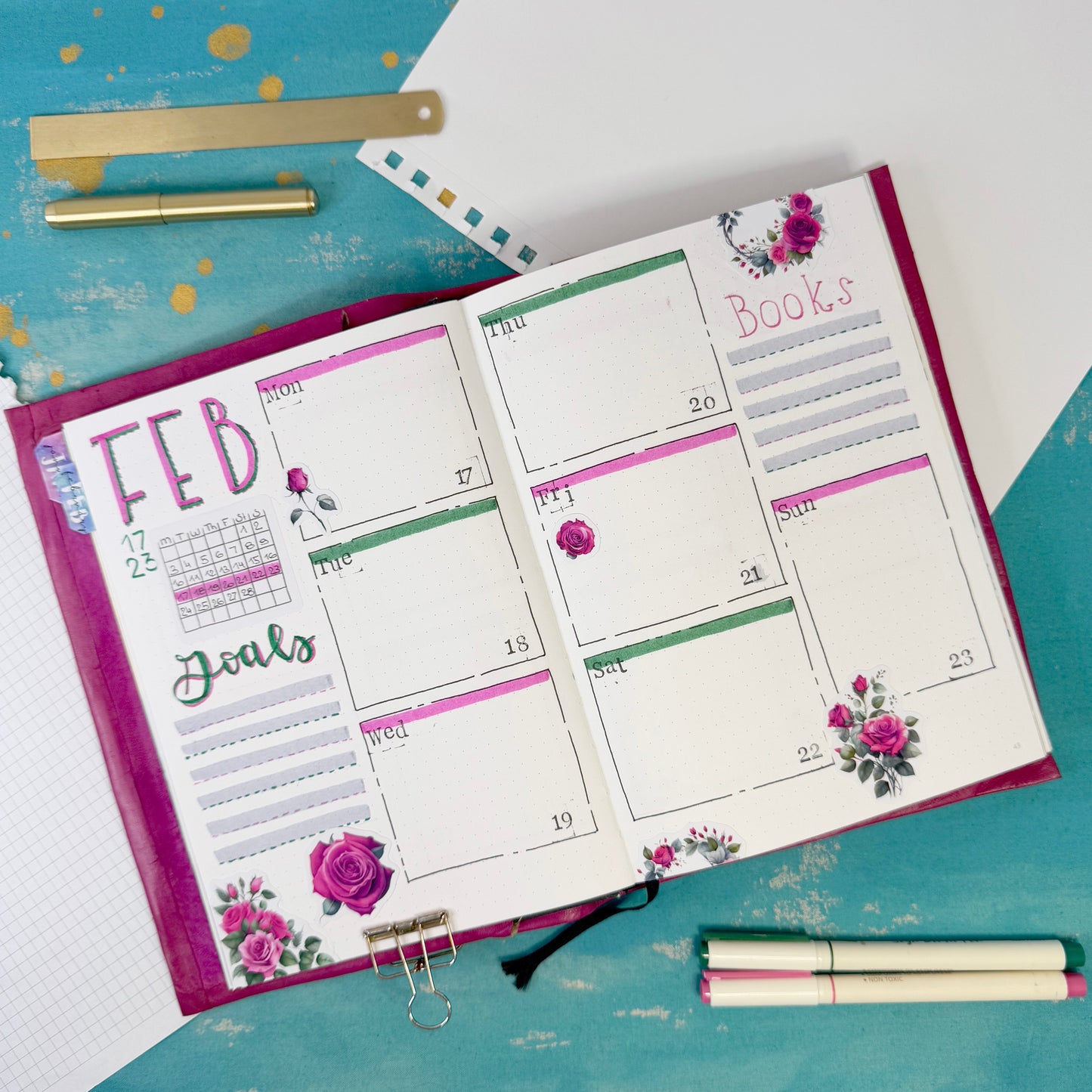 Pink Roses Sticker Sheet