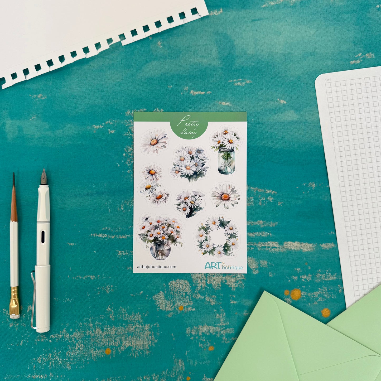 Pretty Daisy Decorative Sticker Sheet – Aesthetic Planner & Journal Stickers