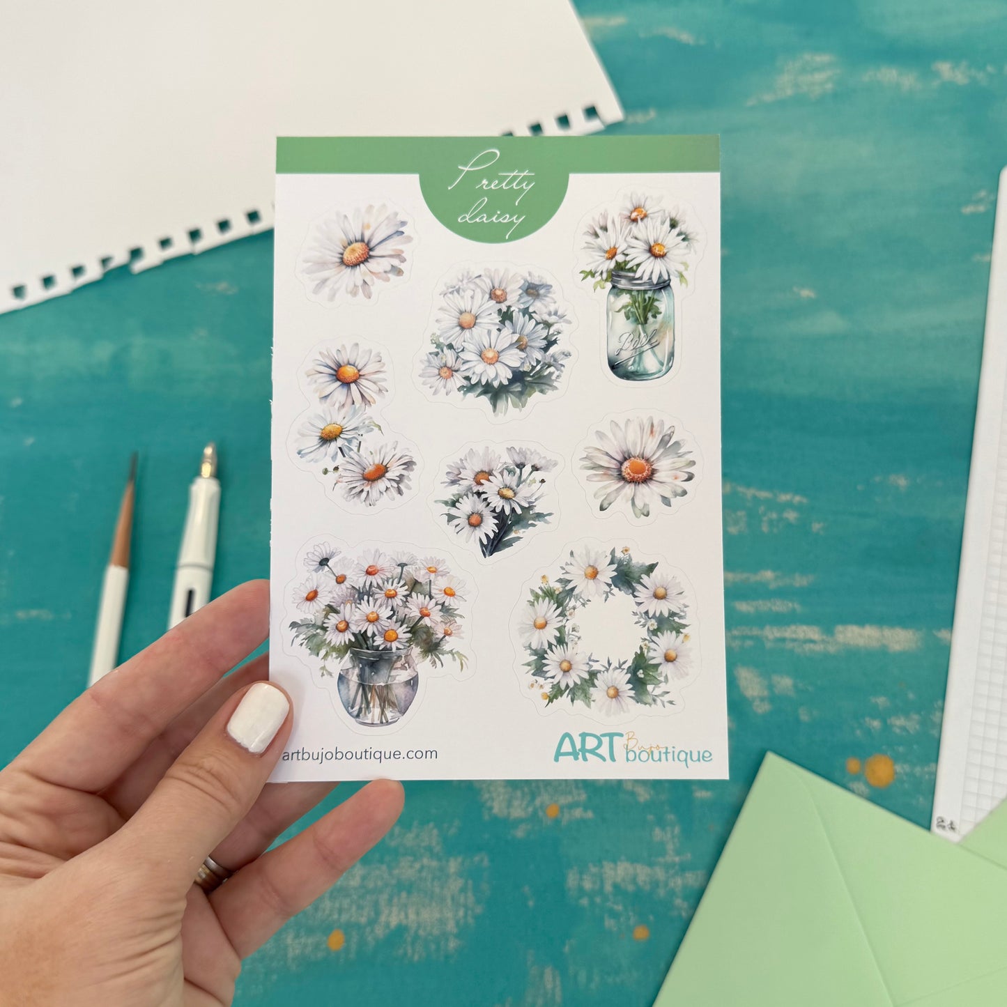Pretty Daisy Decorative Sticker Sheet – Aesthetic Planner & Journal Stickers