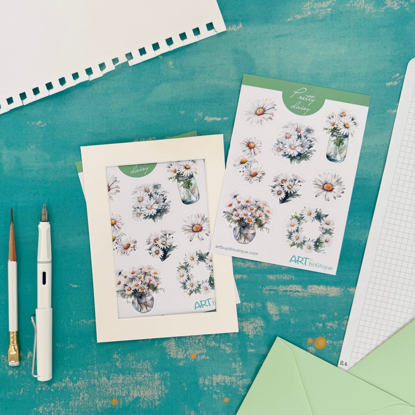 Pretty Daisy Decorative Sticker Sheet – Aesthetic Planner & Journal Stickers