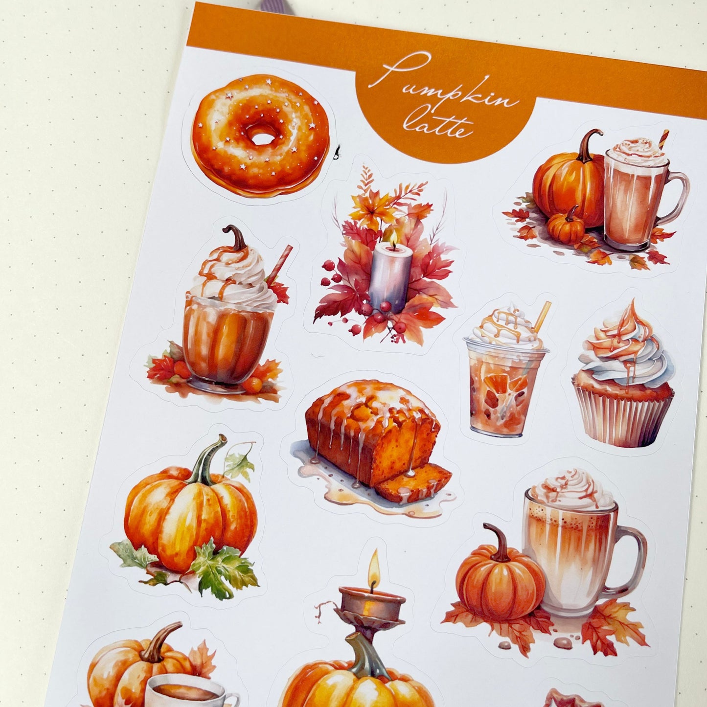 Pumpkin Latte Decorative Sticker Sheet, Set of 2