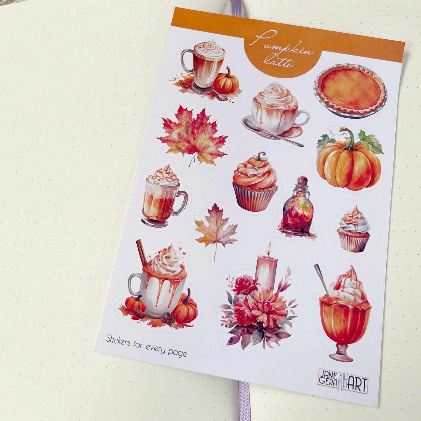 Pumpkin Latte Decorative Sticker Sheet, Set of 2