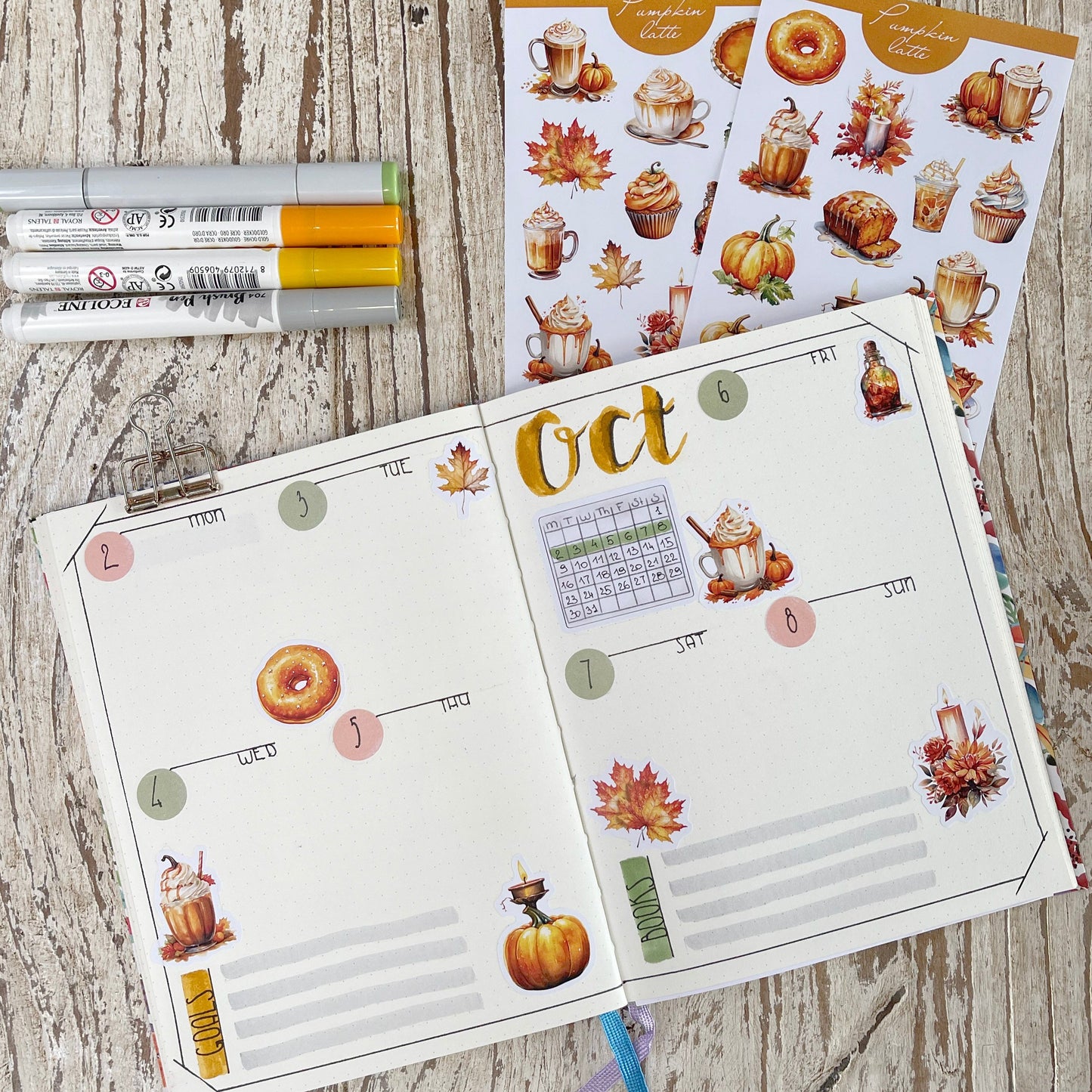 Pumpkin Latte Decorative Sticker Sheet, Set of 2