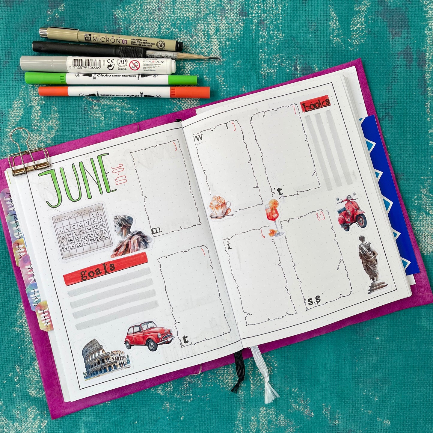 Rode rozen stickers bujo stickervel Bloemenstickers