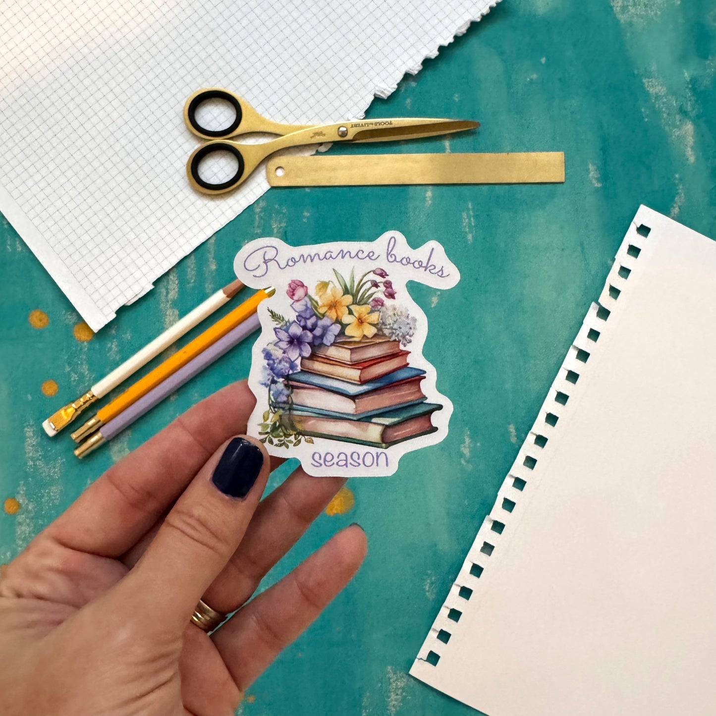 Romance Book Season Vinyl Sticker – Durable Sticker for Laptop, Water Bottle, Notebook