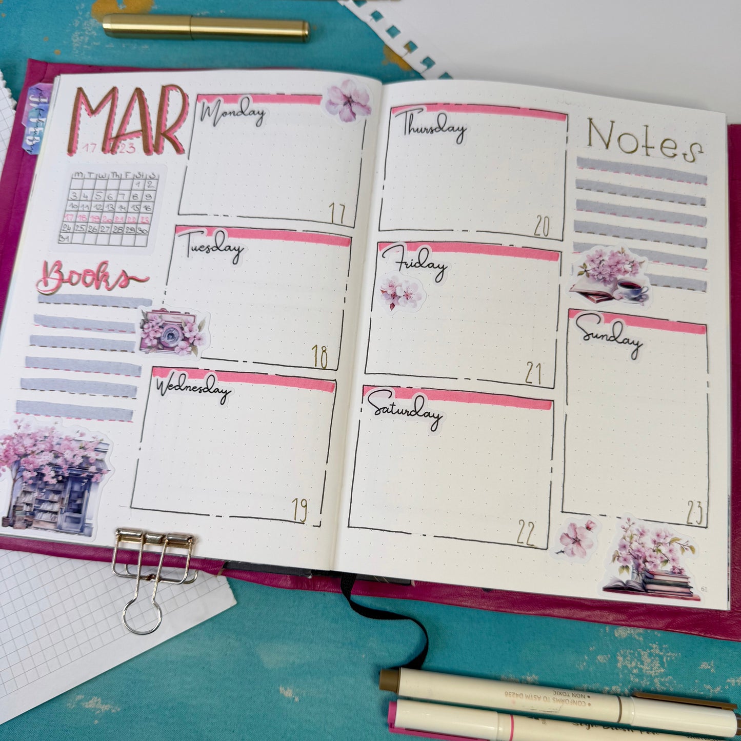 Sakura Blossom Decorative Sticker Sheet – Aesthetic Planner & Journal Stickers