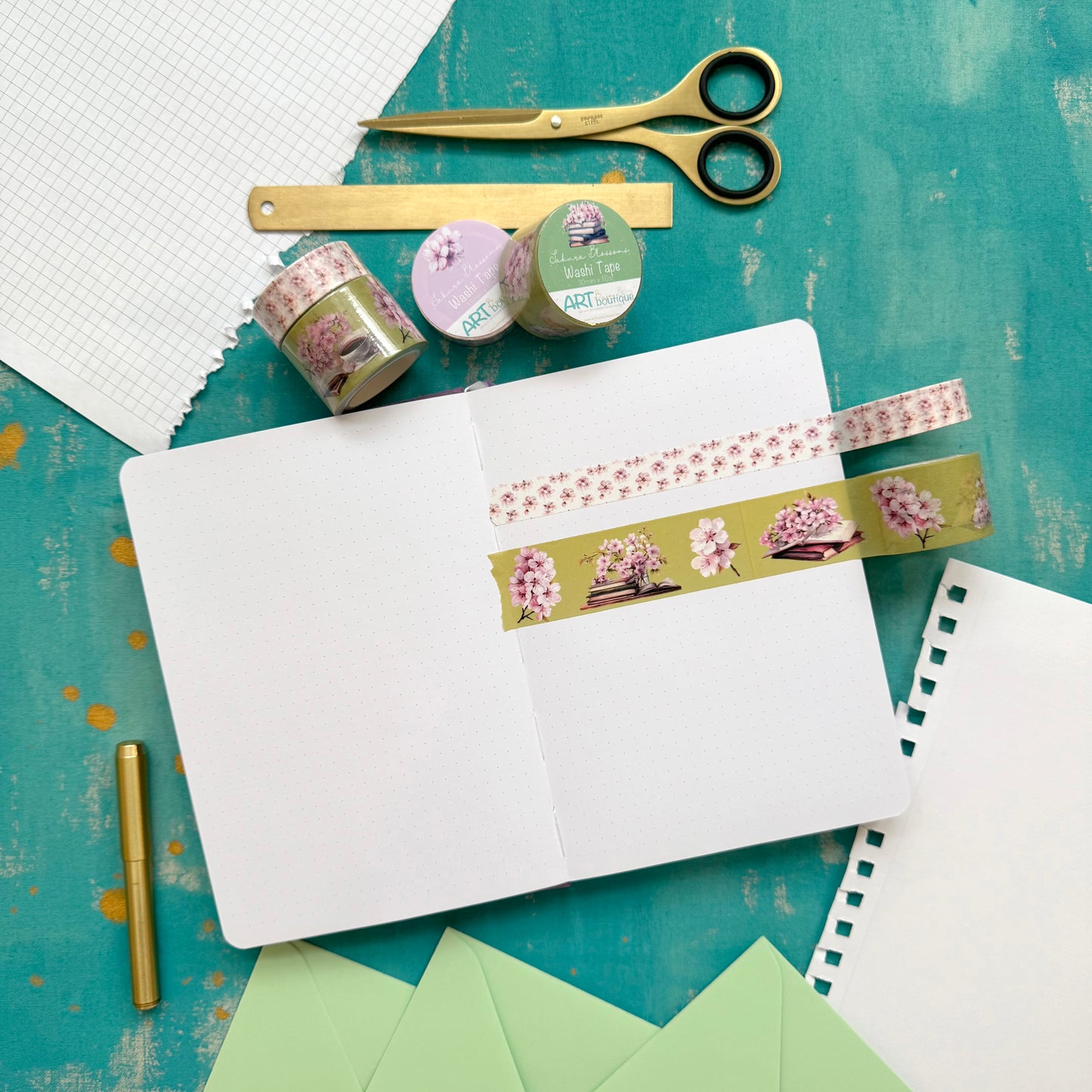 Cherry Blossom and Books Washi Tape Set