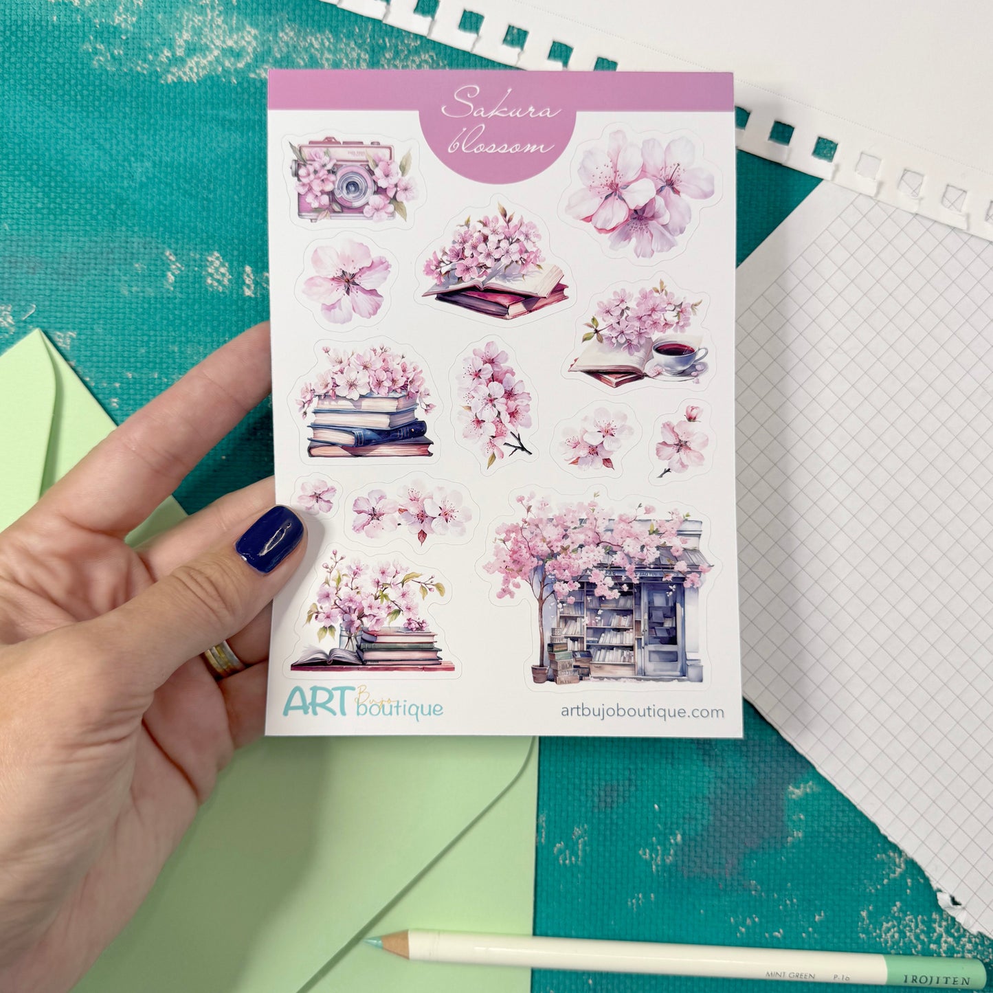 Sakura Blossom Decorative Sticker Sheet – Aesthetic Planner & Journal Stickers