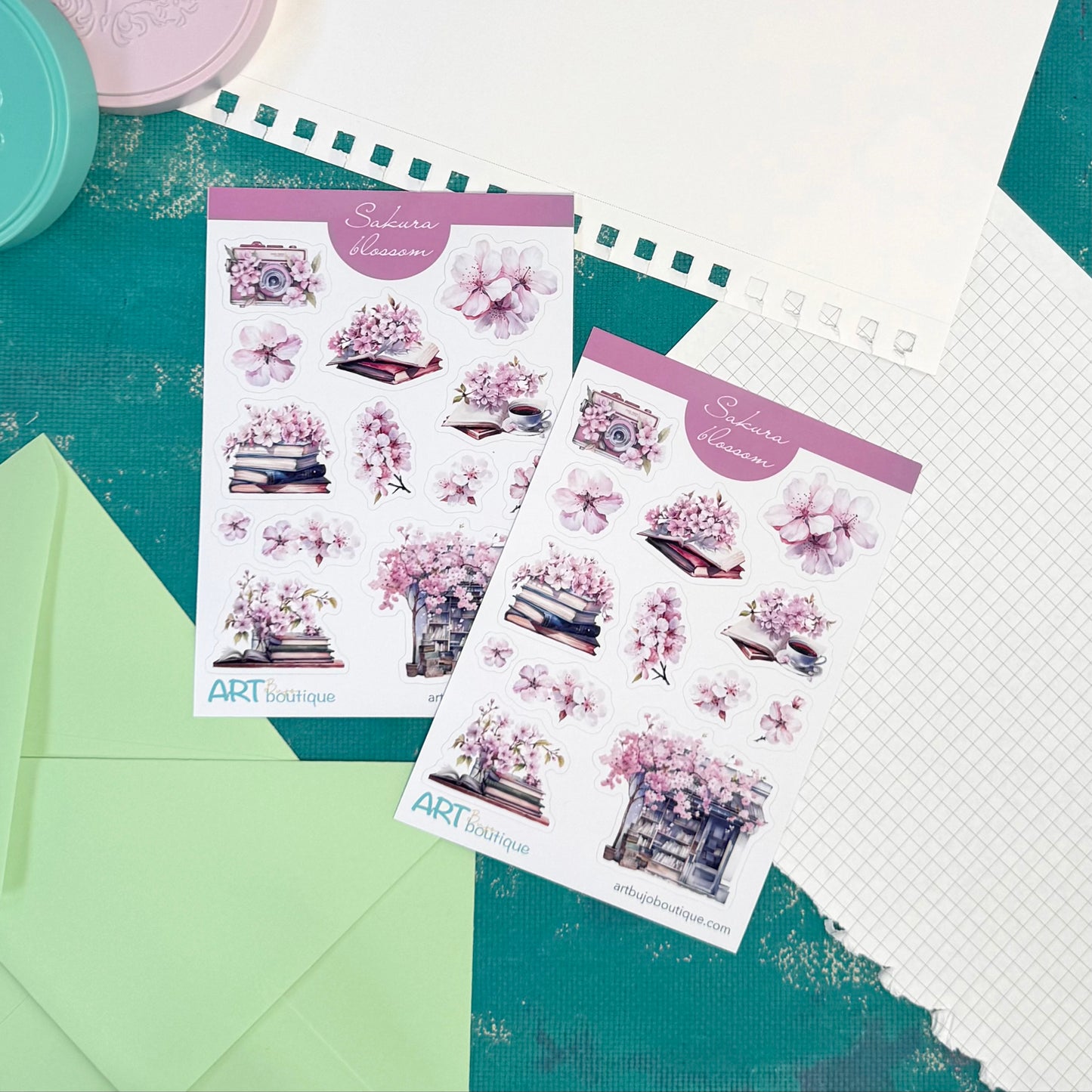 Sakura Blossom Decorative Sticker Sheet – Aesthetic Planner & Journal Stickers