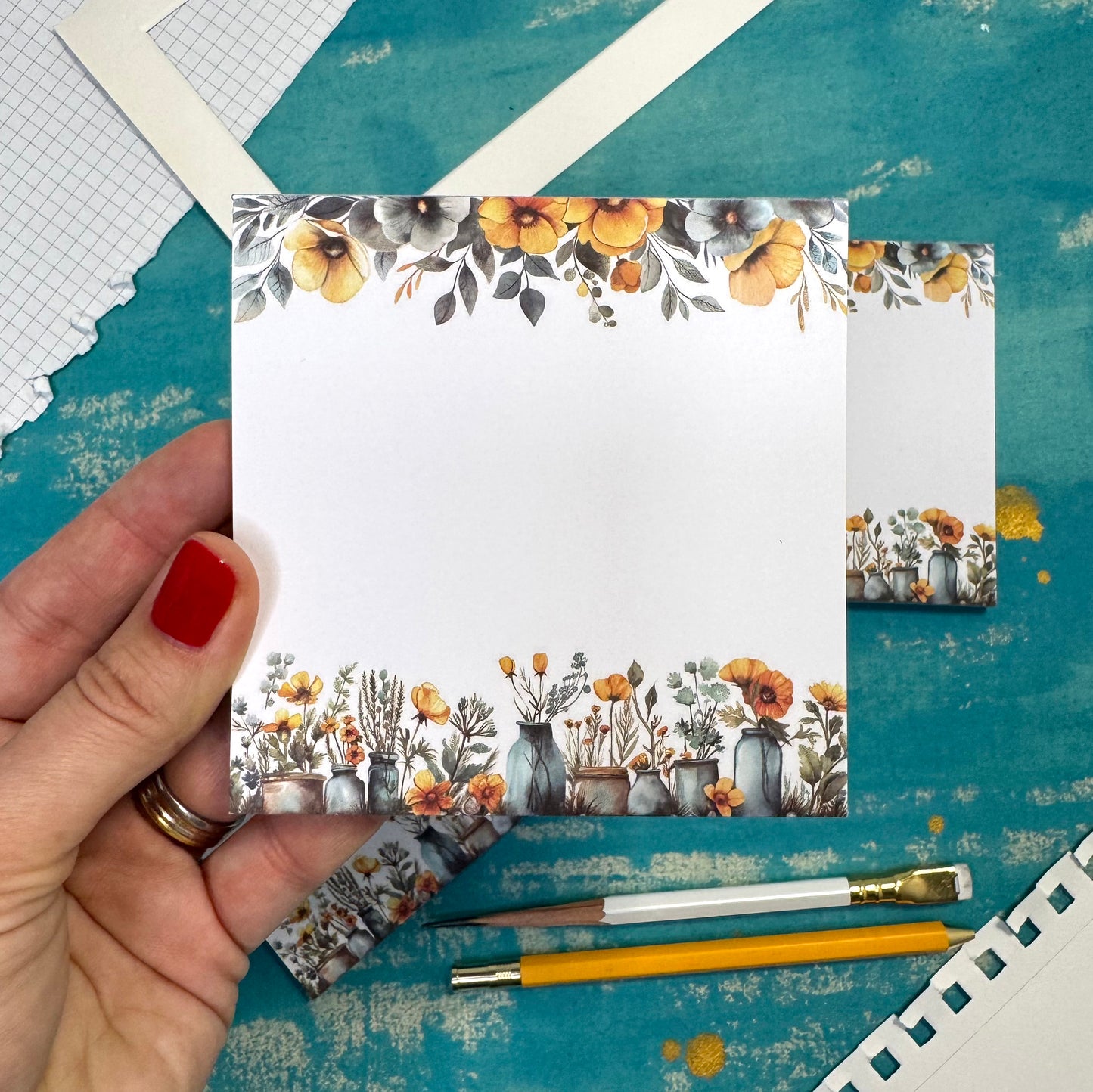 Sunny Days Floral Pocket Notepad – Aesthetic Stationery for Journaling, Planning & To-Do Lists