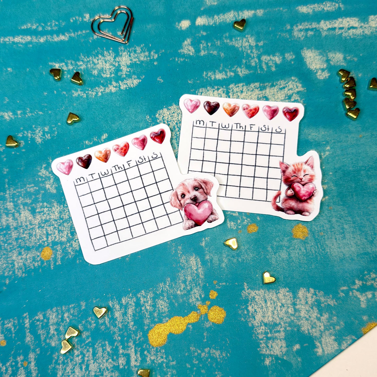 Sweethearts Mini Blank Calendar Stickers Set of 2