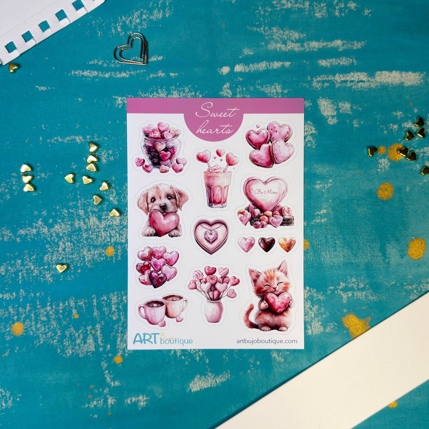 Sweethearts Decorative Sticker Sheet Cozy and Sweet Valentine's Day Stickers