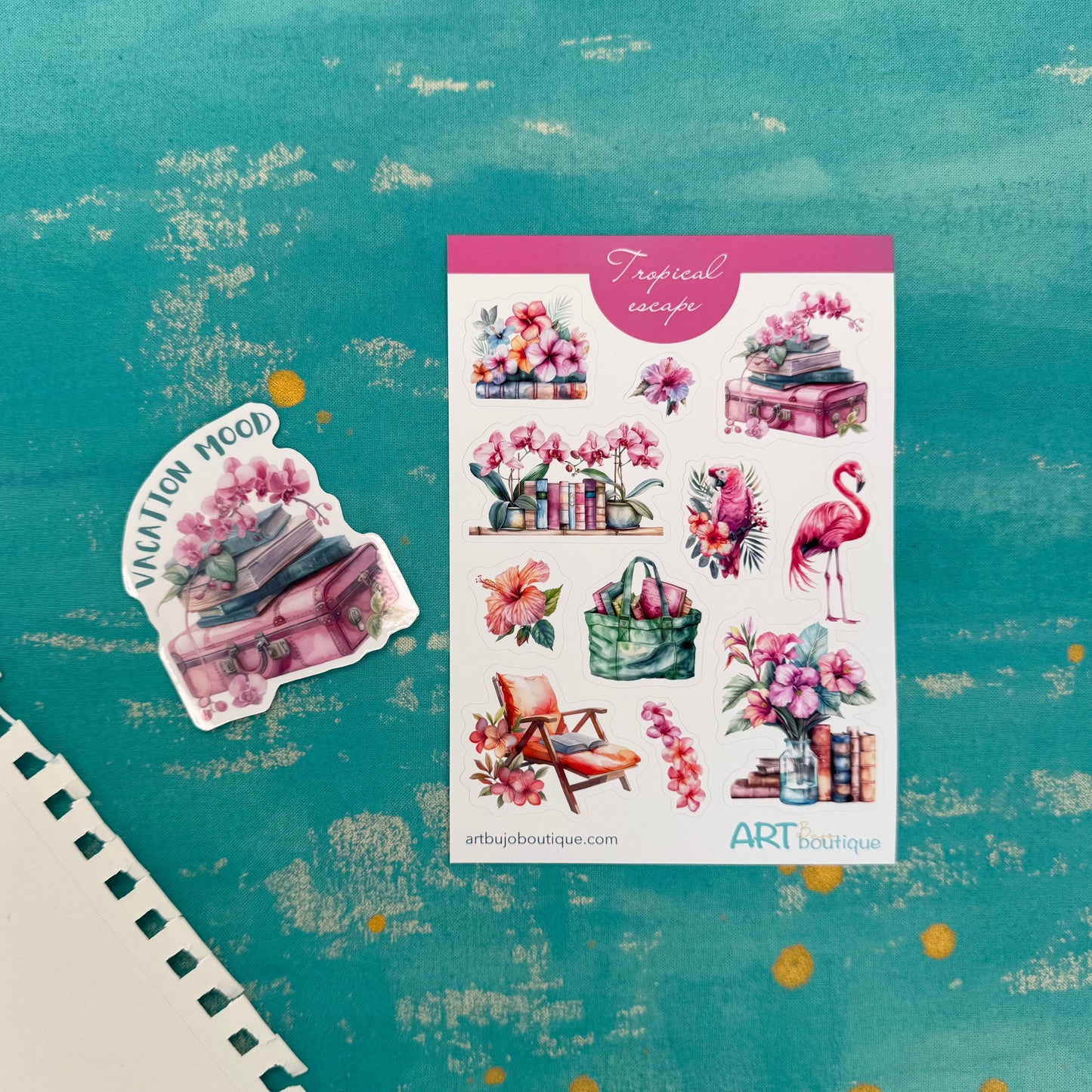 Tropical Escape Decorative Sticker Sheet – Aesthetic Planner & Journal Stickers
