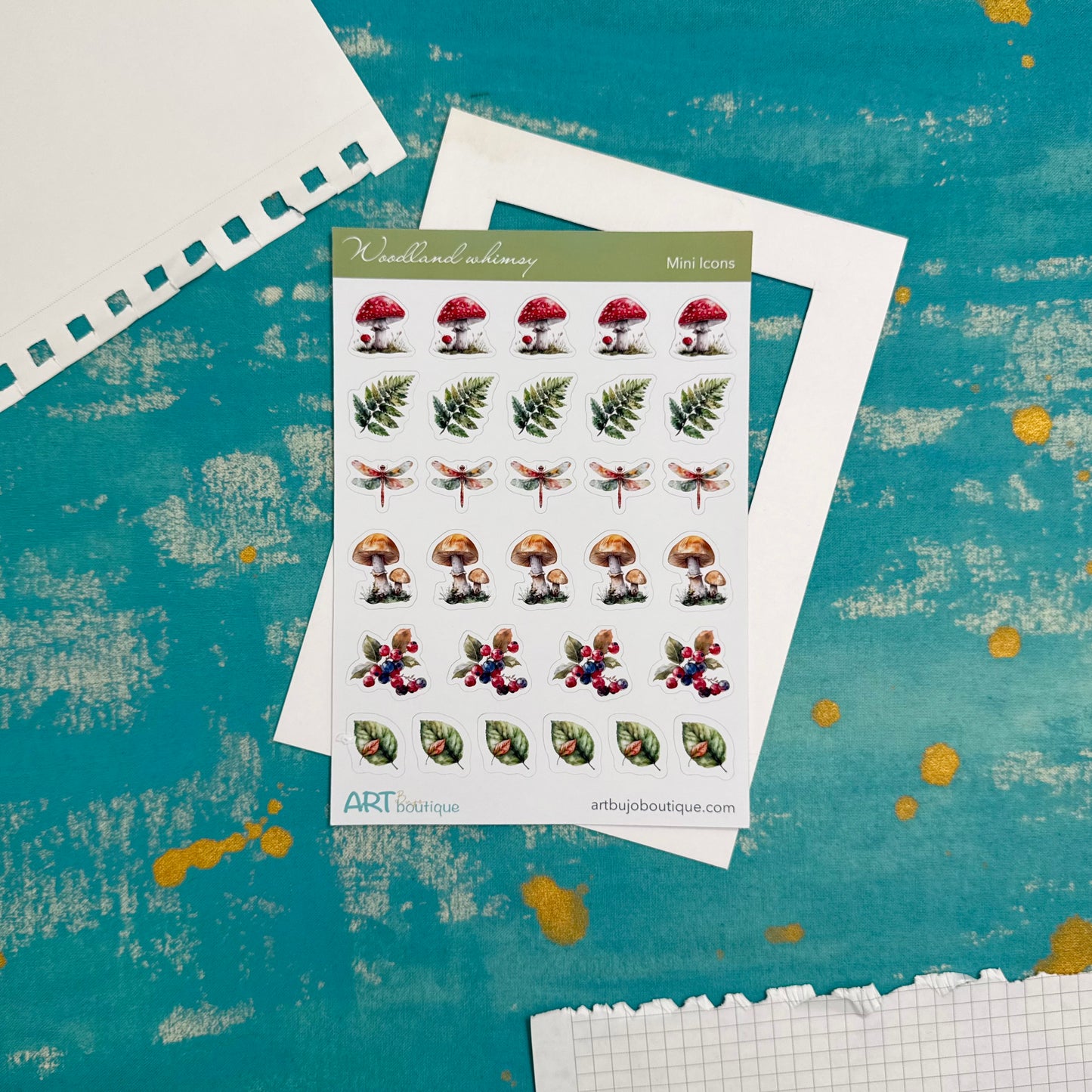 Woodland Whimsy Mini Icon Stickers | Tiny Mushrooms & Forest Details