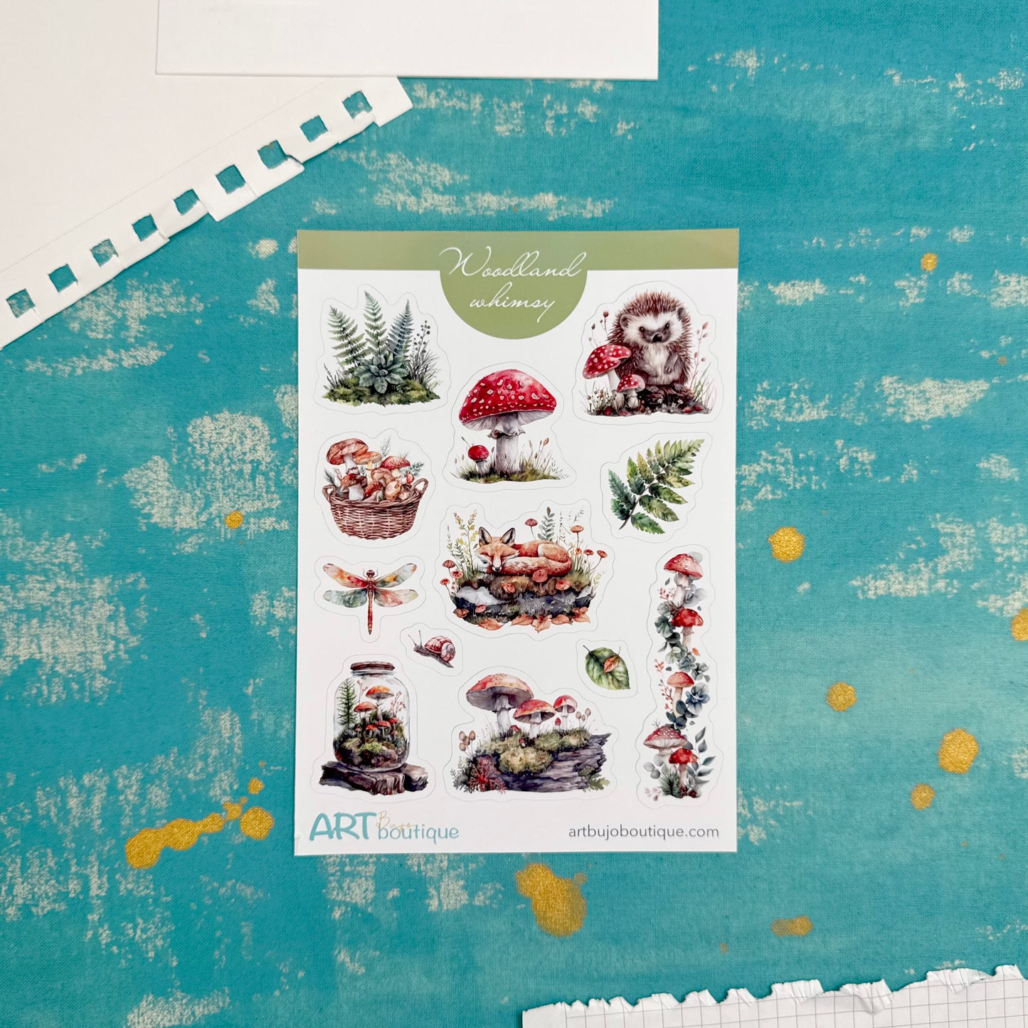 Woodland Whimsy Decorative Sticker Sheet | Mushrooms & Forest Illustrations