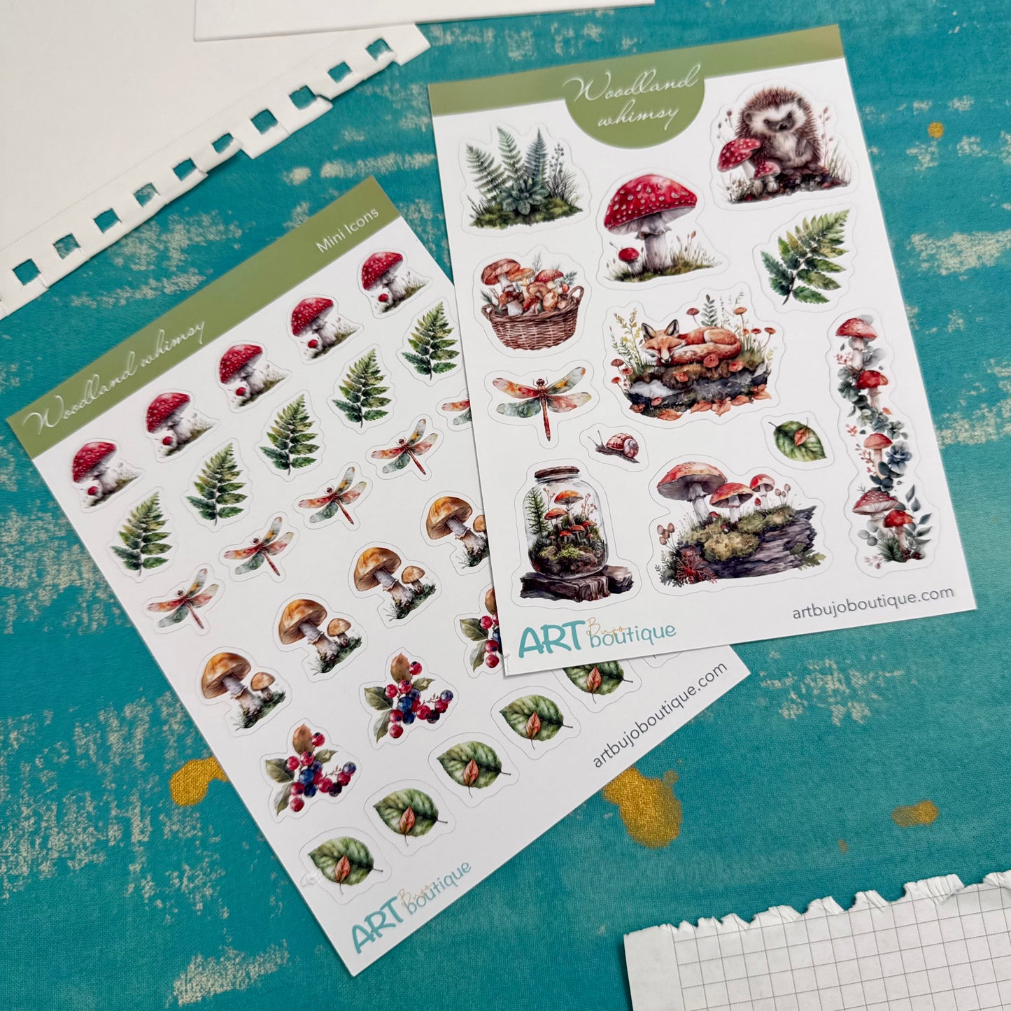 Woodland Whimsy Mini Icon Stickers | Tiny Mushrooms & Forest Details