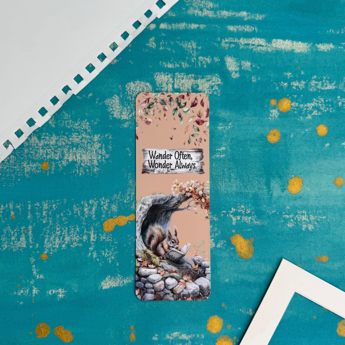 Wander Often Wonder Always Bookmark – Inspirational Quote Autumn Bookmark