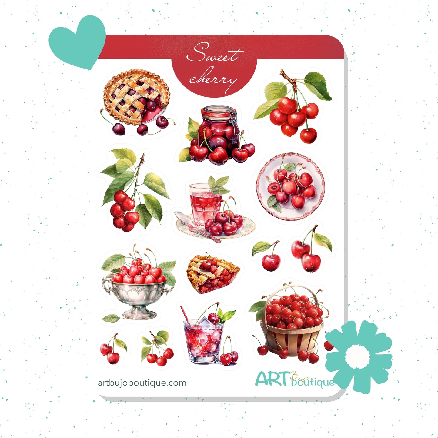 Zoete kersenstickers Zomerfruitplannerstickers