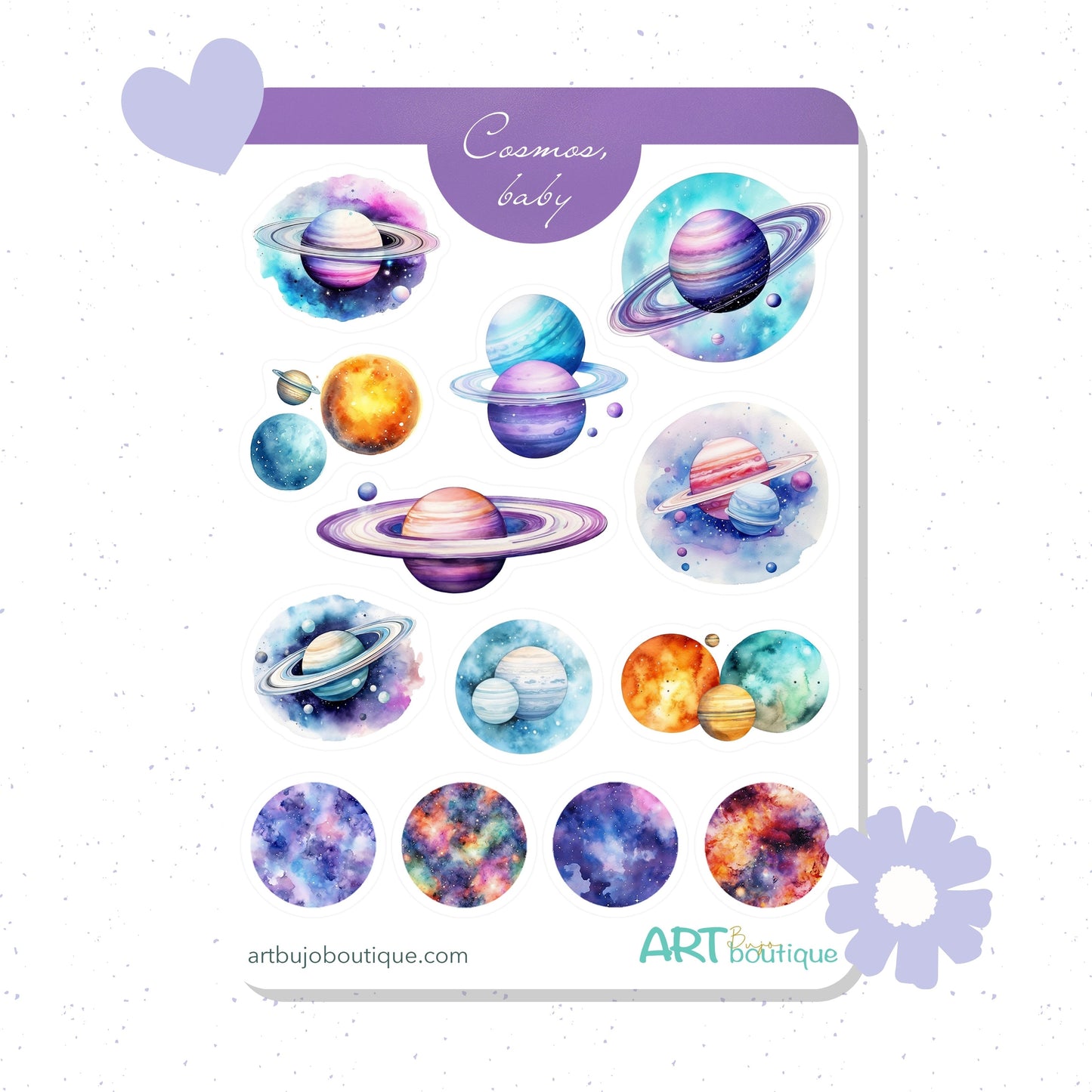 Ruimtestickers Aquarel planeten planner stickers