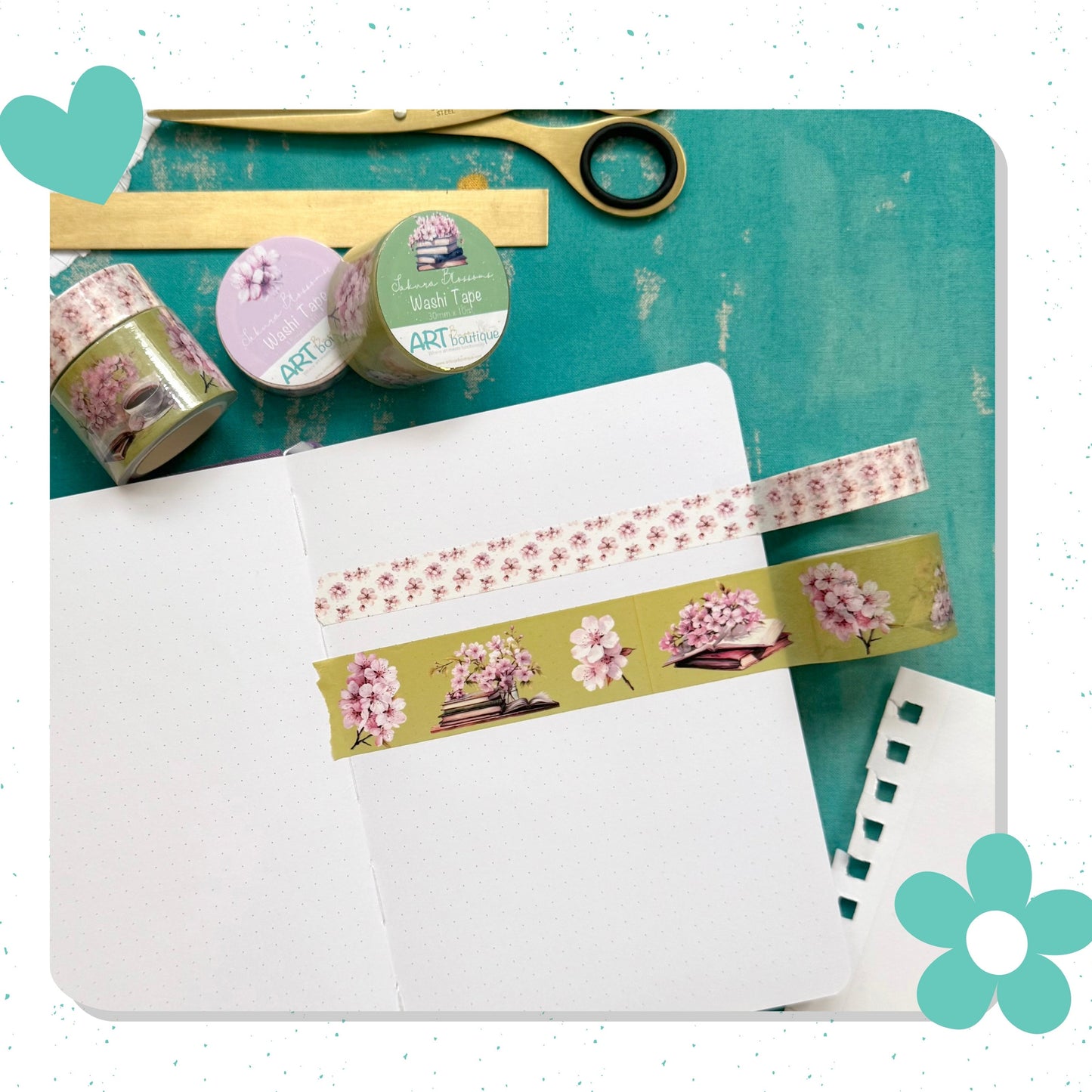 Cherry Blossom and Books Washi Tape Set