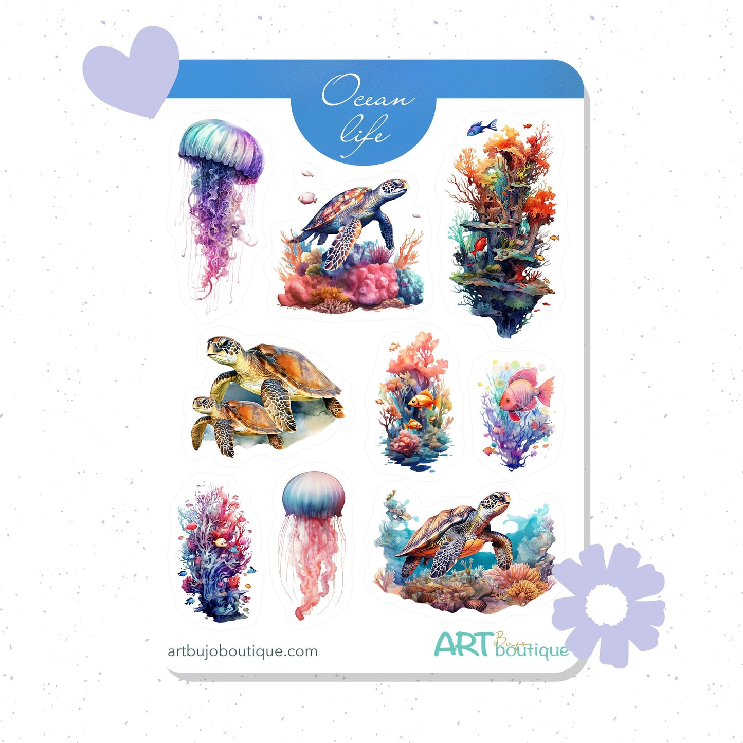 Onder het Sea bujo stickervel Ocean life planner stickers