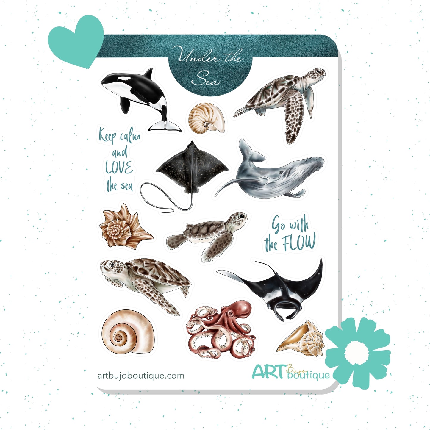 Bujo stickervel met oceaandieren