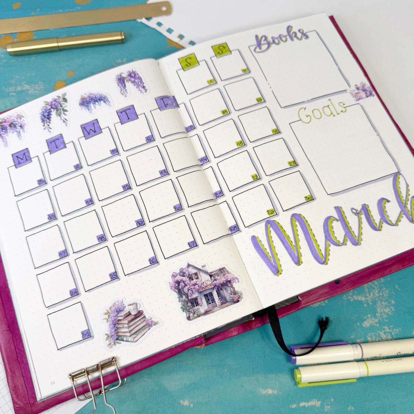 Wisteria Garden Decorative Sticker Sheet – Aesthetic Planner & Journal Stickers