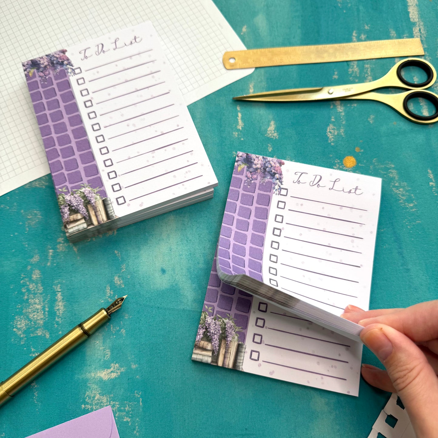 Wisteria Garden A6 Notepad – Aesthetic Stationery for Journaling, Planning & To-Do Lists