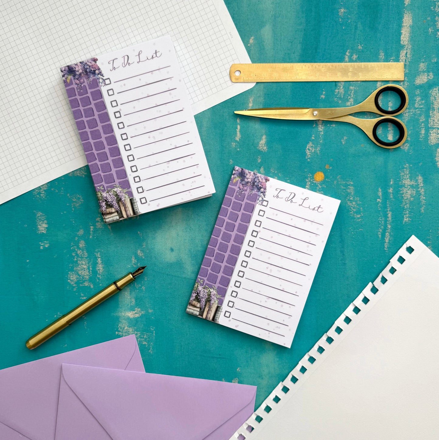 Wisteria Garden A6 Notepad – Aesthetic Stationery for Journaling, Planning & To-Do Lists