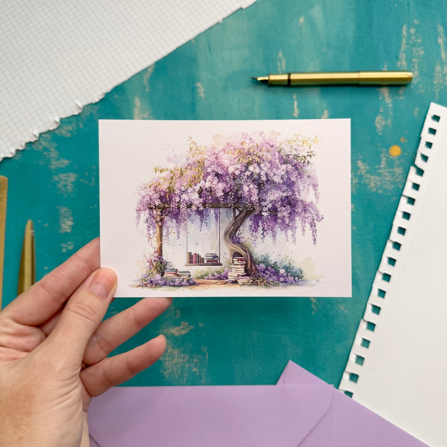 Wisteria Garden - Beautiful Illustrated Postcard for Gifting & Collecting