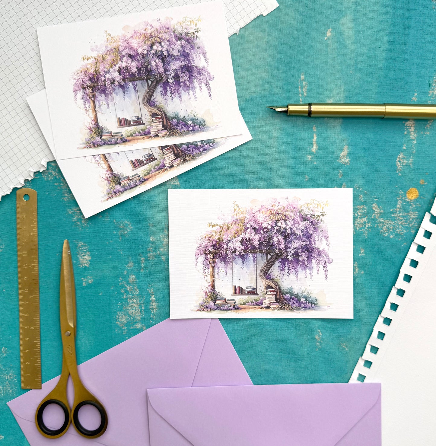 Wisteria Garden - Beautiful Illustrated Postcard for Gifting & Collecting