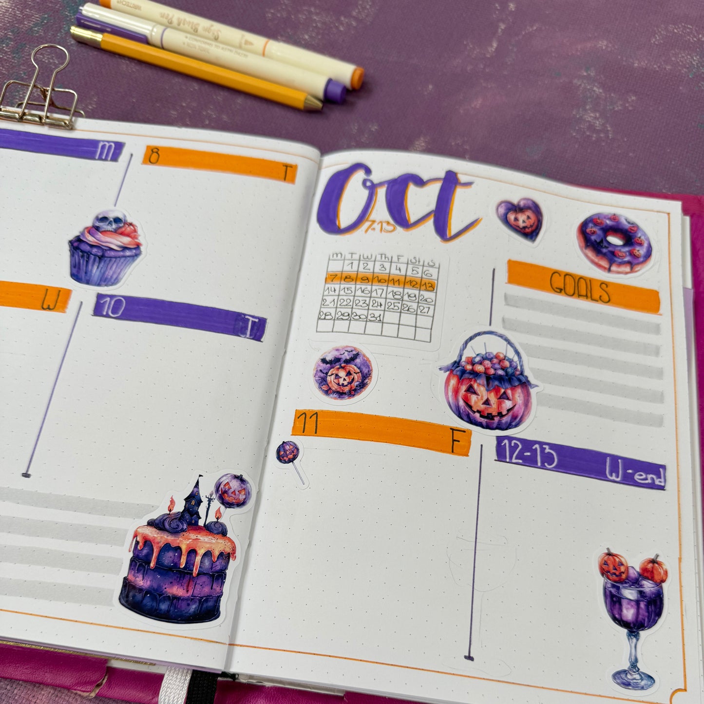 Terug naar school bujo-stickers ingesteld