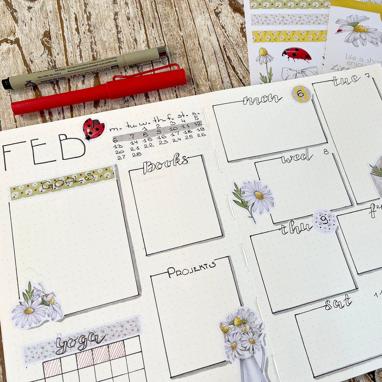 Daisy Flowers Sticker Sheets, Set of 2