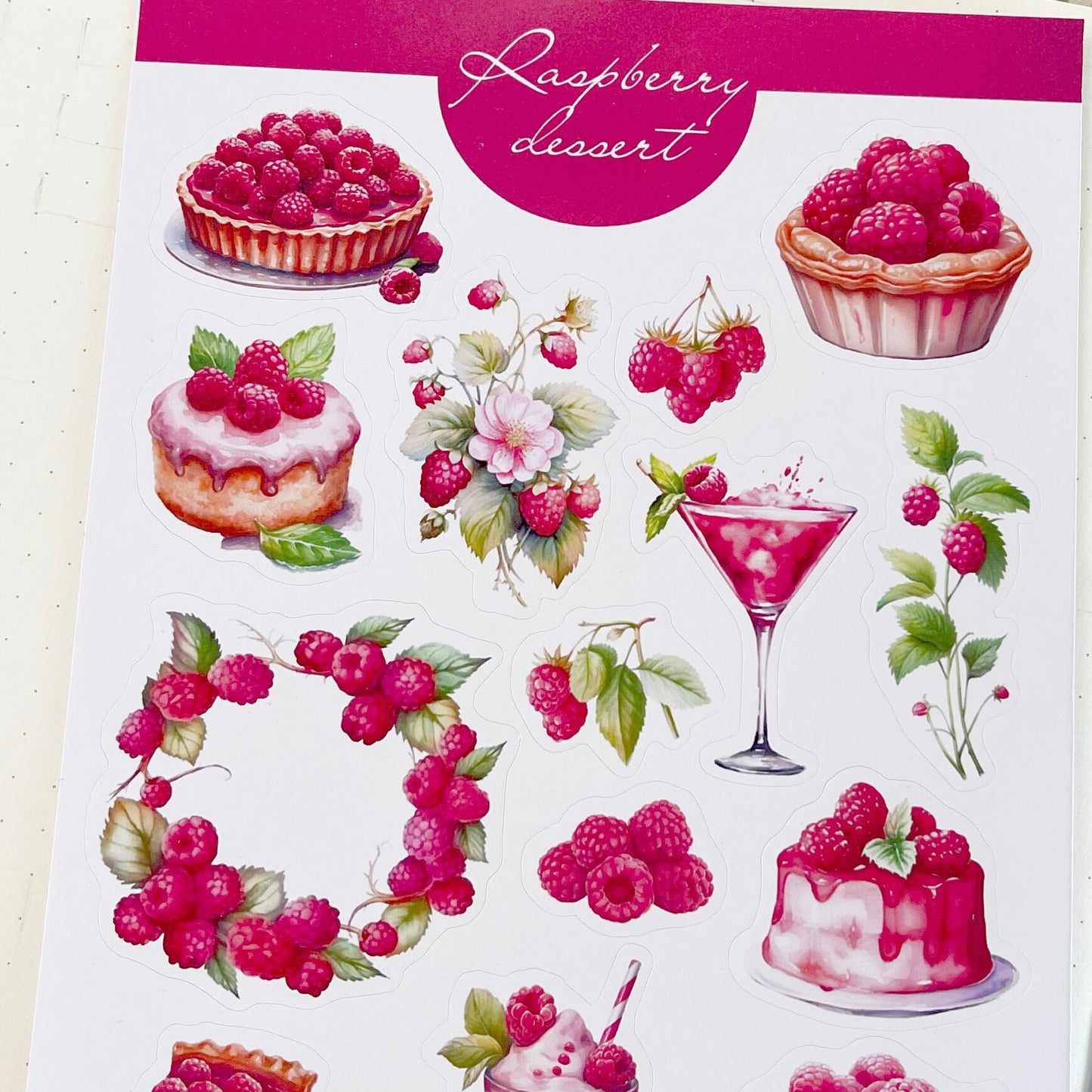 Raspberry planner stickers Zomer bujo stickervel