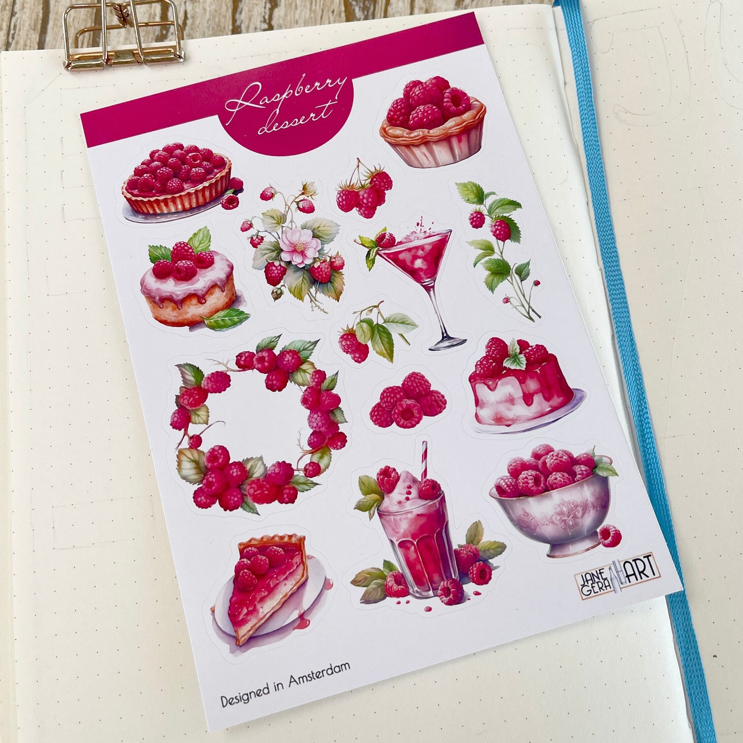 Raspberry planner stickers Zomer bujo stickervel