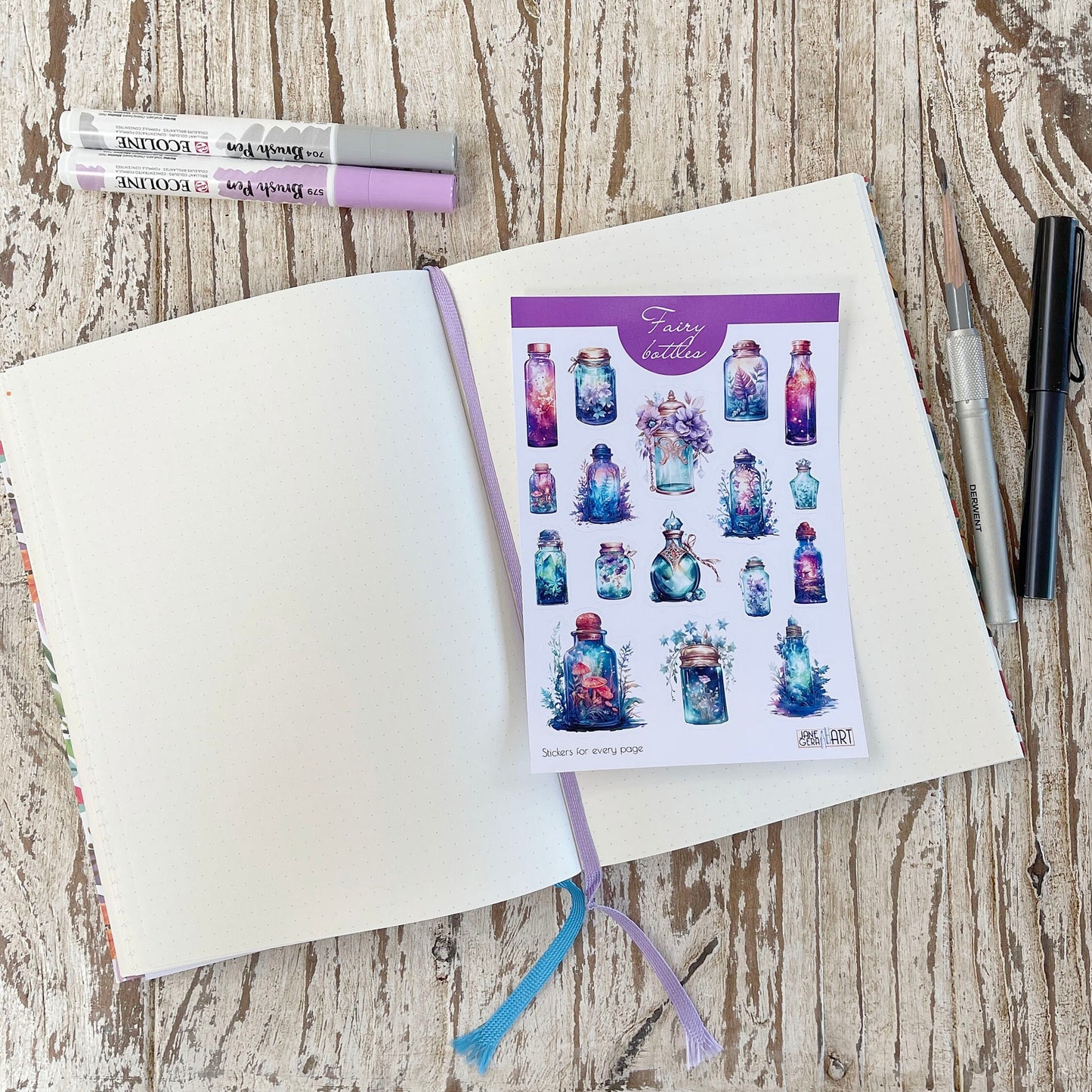 Plannerstickers voor sprookjesflessen Magische bujo-stickers