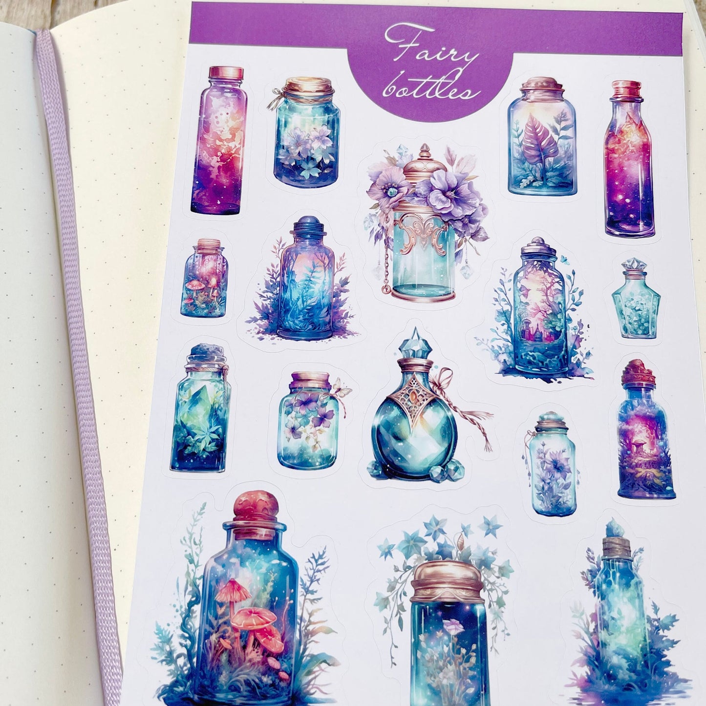 Plannerstickers voor sprookjesflessen Magische bujo-stickers