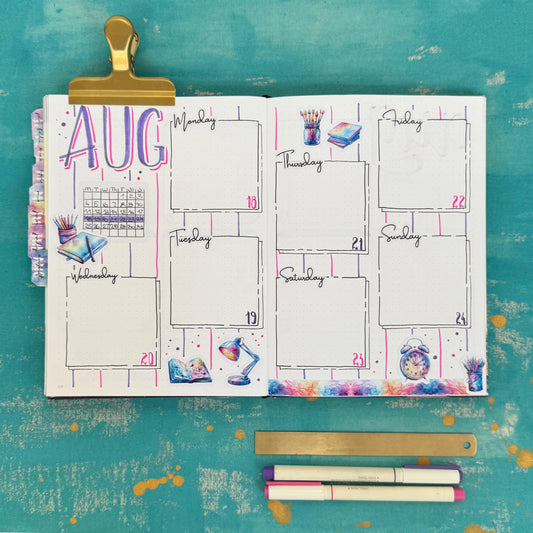 August Weekly Spread Setup | Simple & Aesthetic Bullet Journal Inspiration