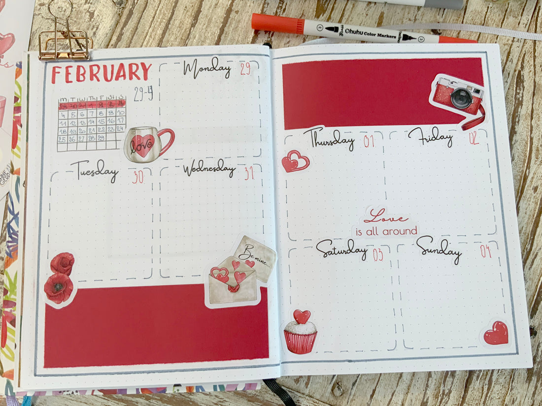 Crafting a Weekly Spread with Valentine's Day Stickers