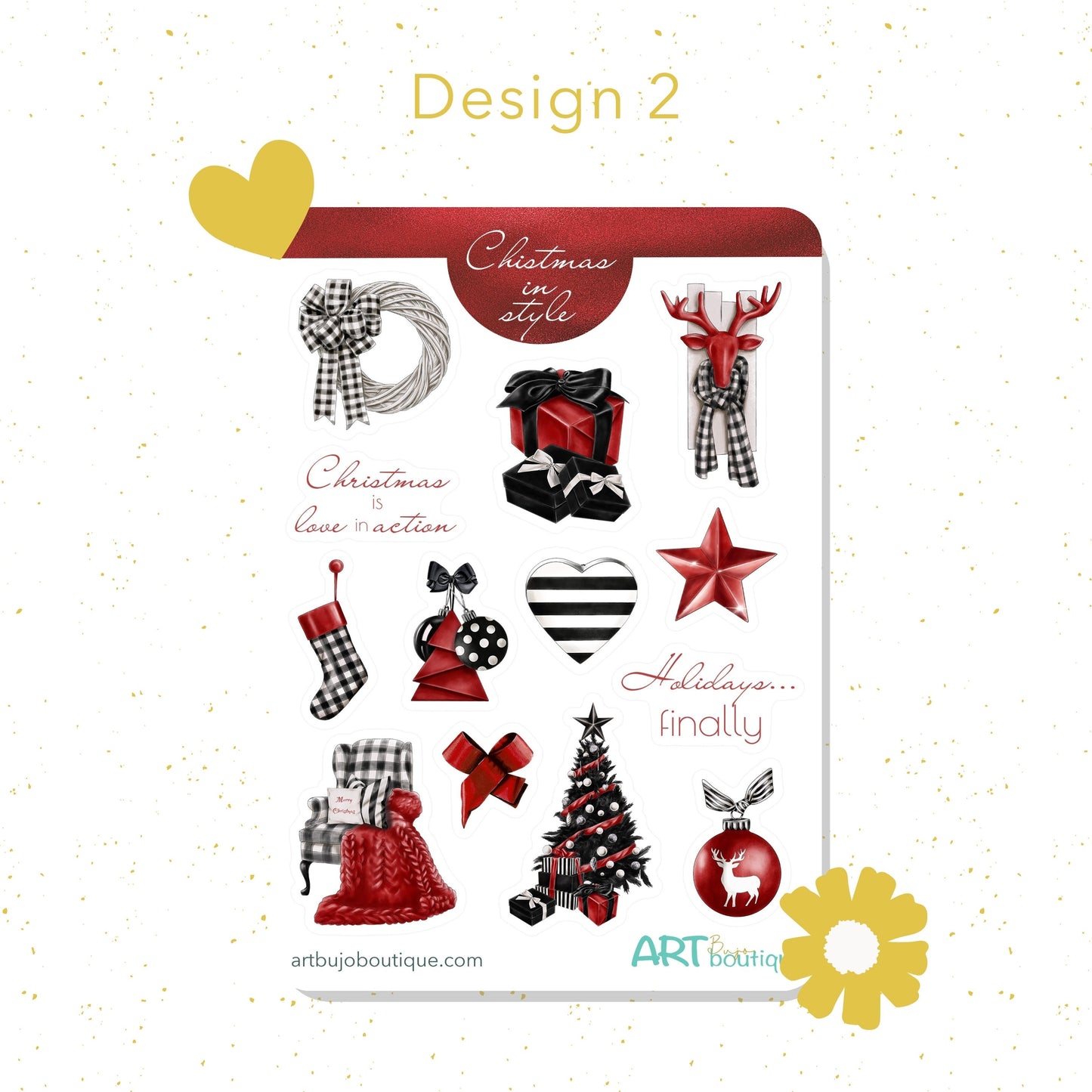 Stylish Christmas bujo sticker set