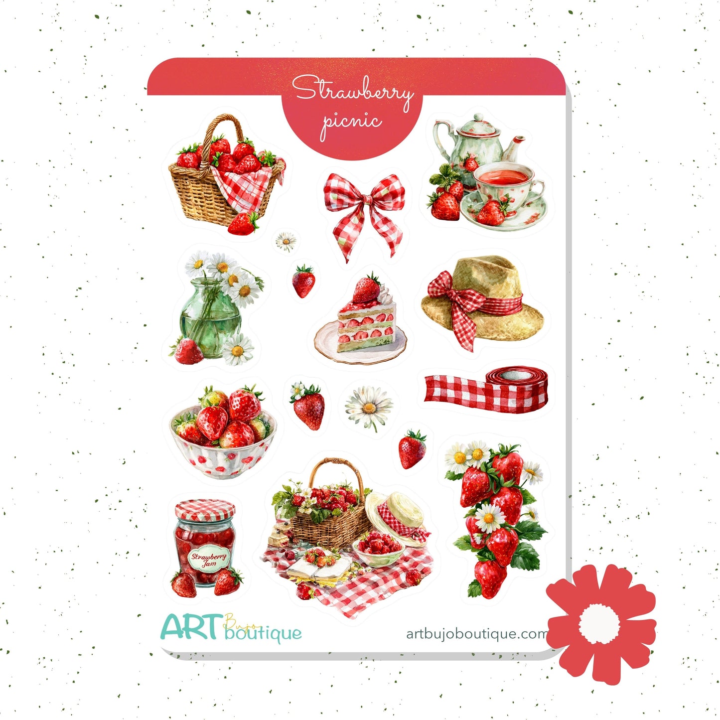 Strawberry Picnic Decorative Sticker Sheet
