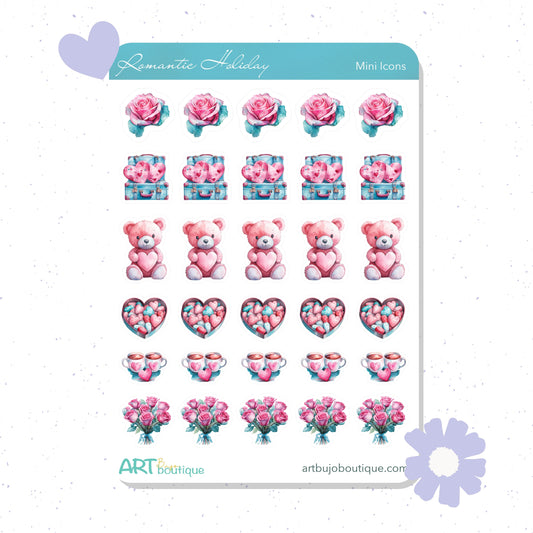 Romantic Holiday Mini Icons Cute Valentine's Day Stickers