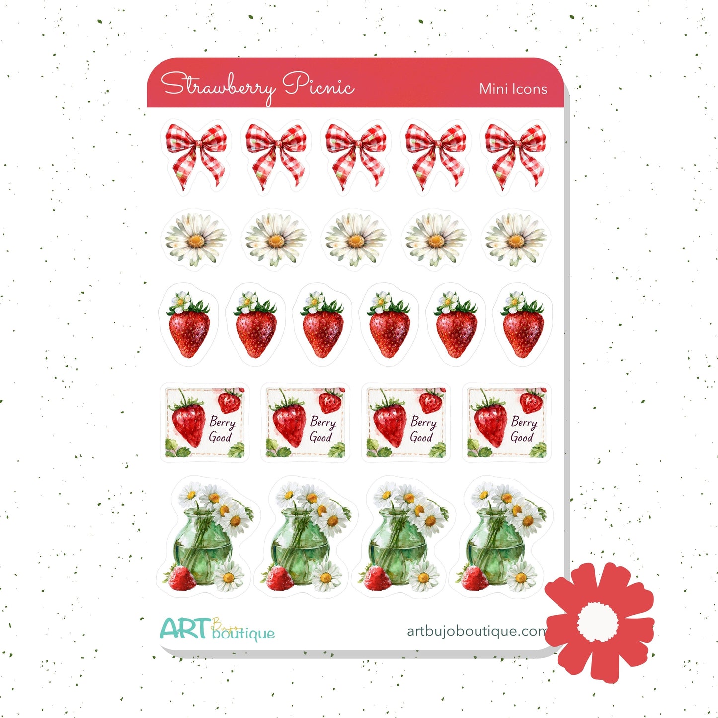 Strawberry Picnic Mini Icons Cute Summer Fruit Stickers