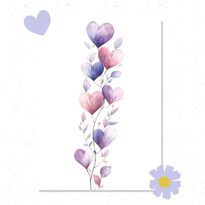 Purple Hearts Greeting Card Warm Valentine's Day Card
