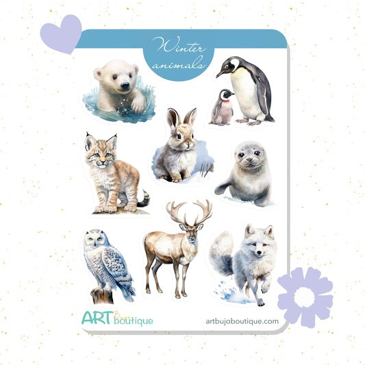 Winter Animals decorative sticker sheet Winter stickers