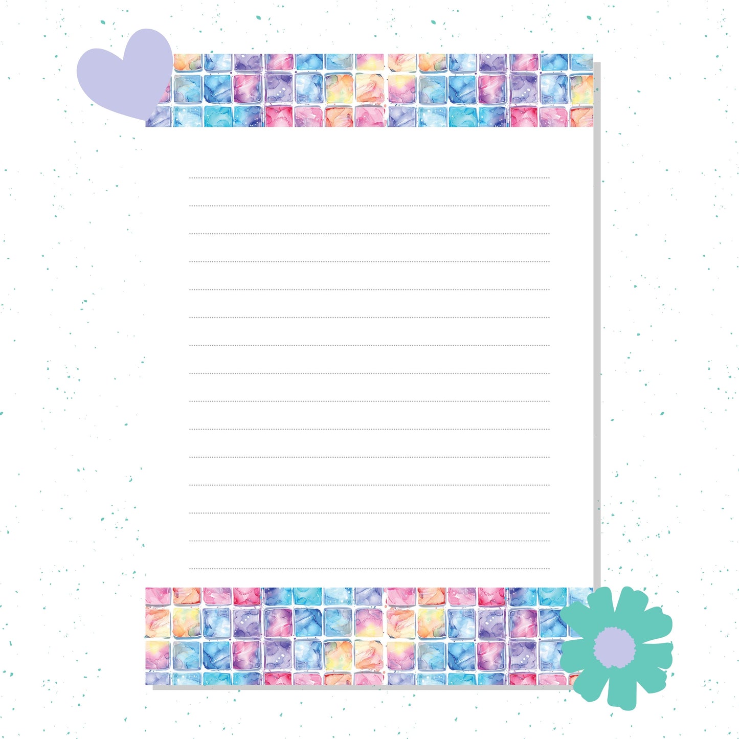 Dreamy Notes A5 Lined Notepad Watercolor Tile Journal Pad, Pastel Watercolor Stationery