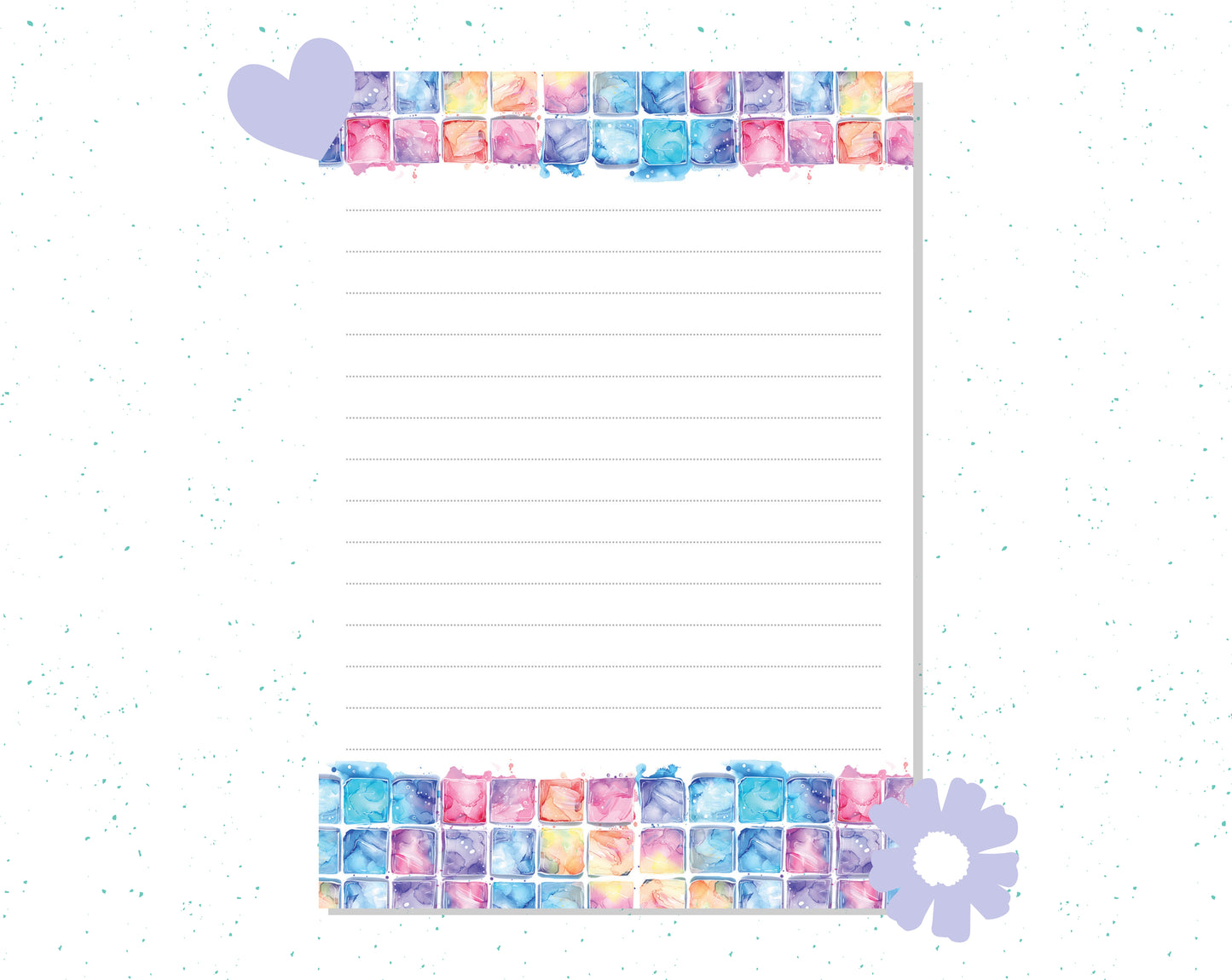 Dreamy A6 Lined Notepad Watercolor Tile Journal Pad, Pastel Watercolor Stationery